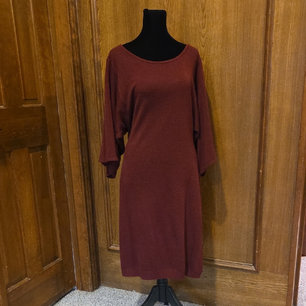 Connected Apparel Maroon Long Sleeve Dress Size M